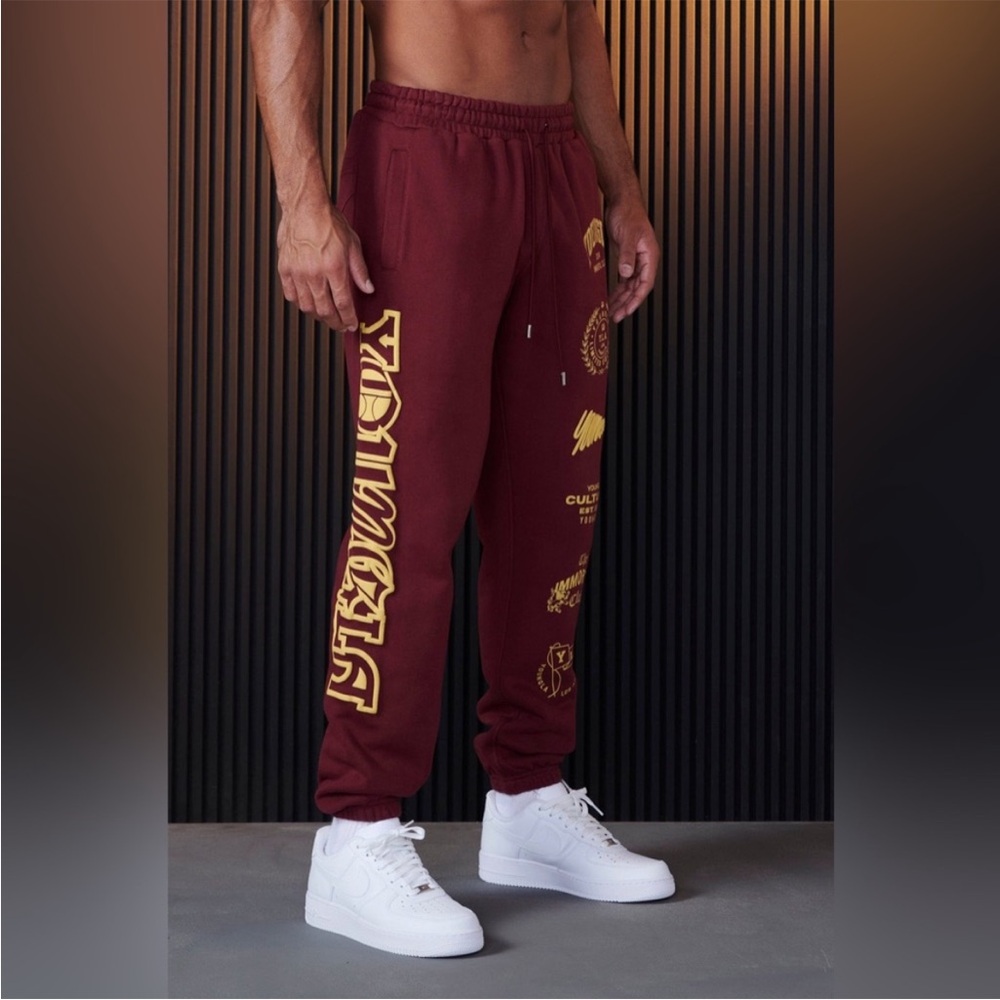 YoungLA 204 Immortal Killer Joggers Burgundy Yellow - Picture 2 of 5